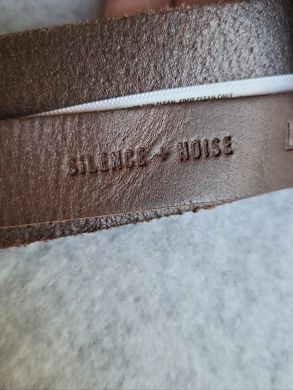 Silence + Noise Western Belt Mens Large Brown Cow Leather Cowboy Brass Buckle